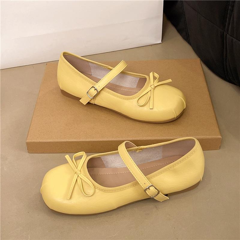Fairy wind gentle with skirt ballet single shoes female summer 2025 new silver soft flat one pedal beanie shoes