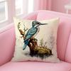 Kingfisher Watercolor Painting Pillow Case Comfort Sofa Bed Silky Elegant Invisible Zipper Custom Decorative Cushion Cover