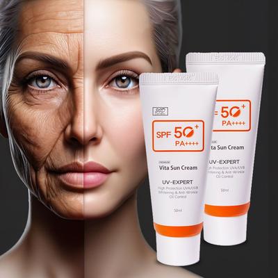 Renksiz güneş kremi beyaz dökümsüz nemlendirici güneş kremi SPF50+ PA++++, 50ml, 2 adet