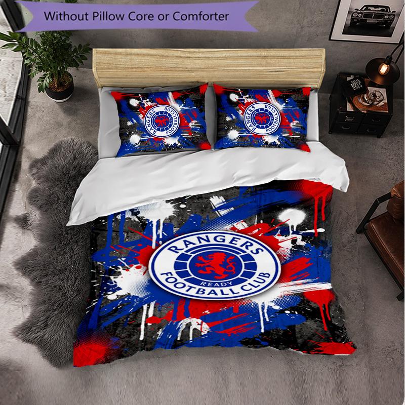 Biancheria da letto a tema Rangers FC Set 3 Pezzi Copripiumino Biancheria da letto Decorativa Per Stanza Adolescenti Decorazione Casa