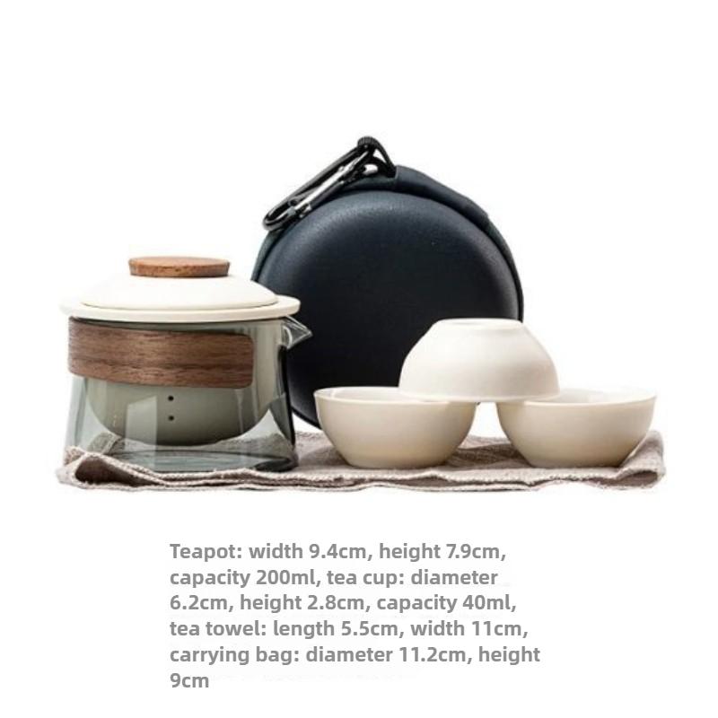 1 Bowl 3 Cup Zen Teapot and Tea Cup Set Kit Household Tea Making Travel Set Outdoor Portable Bag Chinese Tea Set Supplies