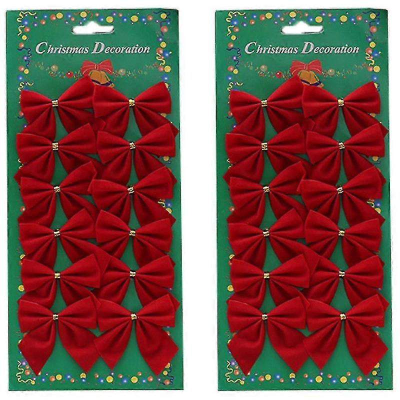24pcs Bow Twist On Christmas Tree Wreaths On Crafts Winter Decorations For Weddingsred) bd
