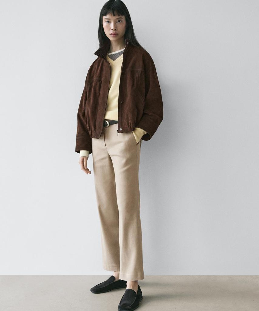 Masimodutti Straight Fit Linen Blend Pants