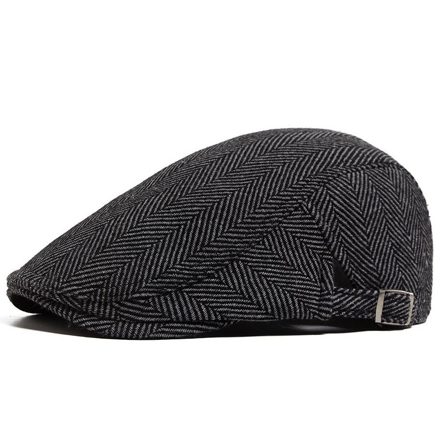 British herringbone beret retro men s forward hat casual cap middle-aged and elderly autumn and winter models Adjustable