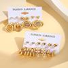11 Pairs Combo Set Celebrity Inspired Latest Trendy Stylish Gold Plated Geometric Twist Pearl Hoop Dangle Earrings for Women and Girls