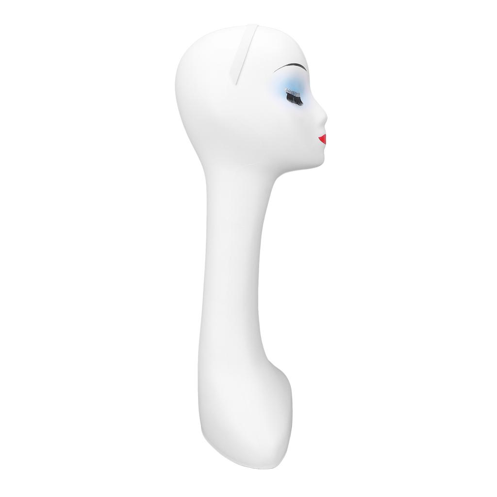 Female Mannequin Head Long Neck Female Head Model with Stable Base and Mounting Holes for Hat Wigs