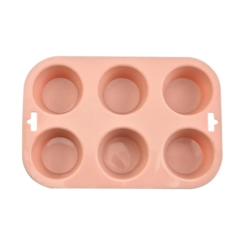 

Прямоугольная форма для торта из силикагеля, инструмент для выпечки своими руками для дома, шесть чашек, круглый комплект из двух частей, три доступных цвета 1PCS