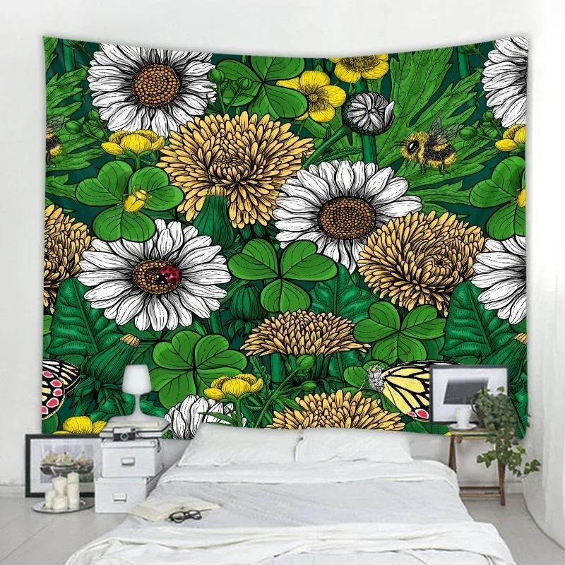 Sunflower Cartoon Wall Decor Tapestry Home Living Room Tapestry