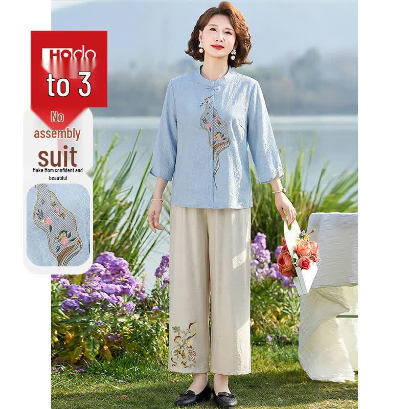 Hodo Women s Chinese Style Embroidered Two-Piece Set 3XL
