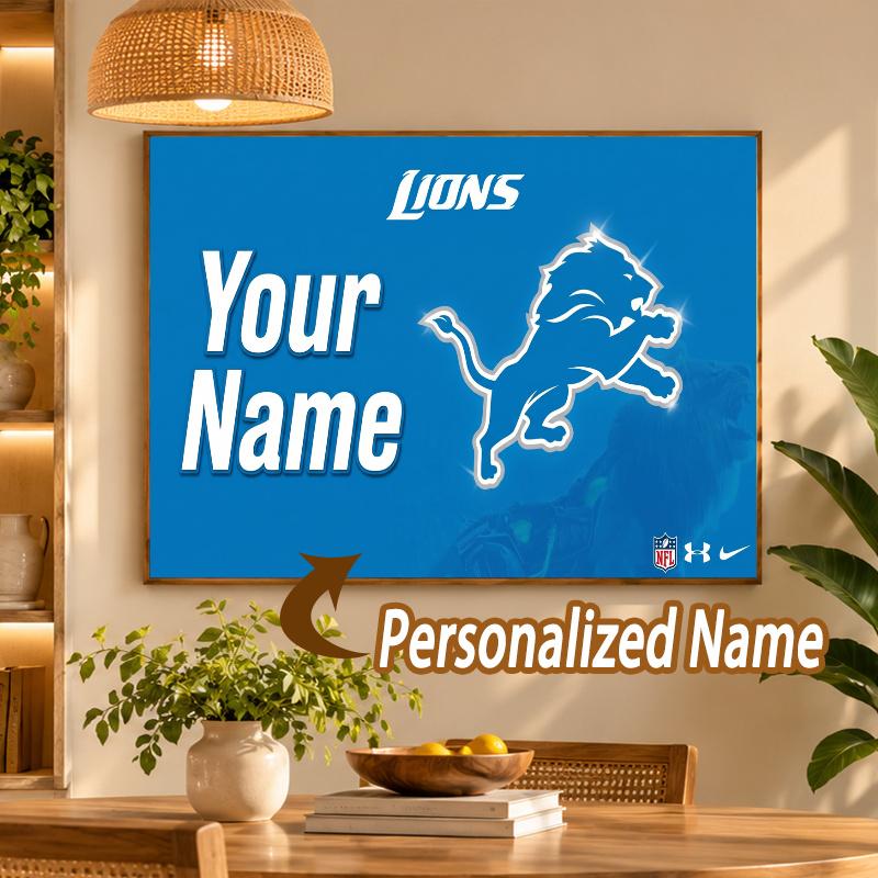 Custom Name Detroit Lions 5D Diamond Painting Personalized Full Drill Diamond Art Kit Gift
