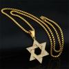 Hip Hop Iced Out Star of David Pendant Male Gold Color Stainless Steel Hexagram Necklace for Men Jewish Jewelry Birthday Gift
