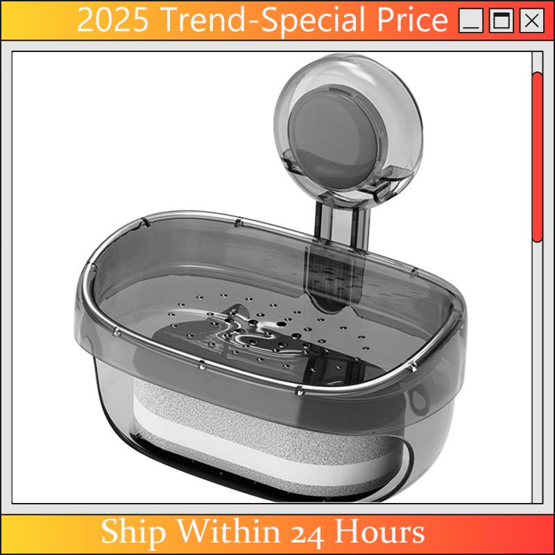 Feb.Suction Cup Wall Mounted Soap Holder Removable Bathroom Dish With Drain Water Movable Soap Box Bathroom Accessories C