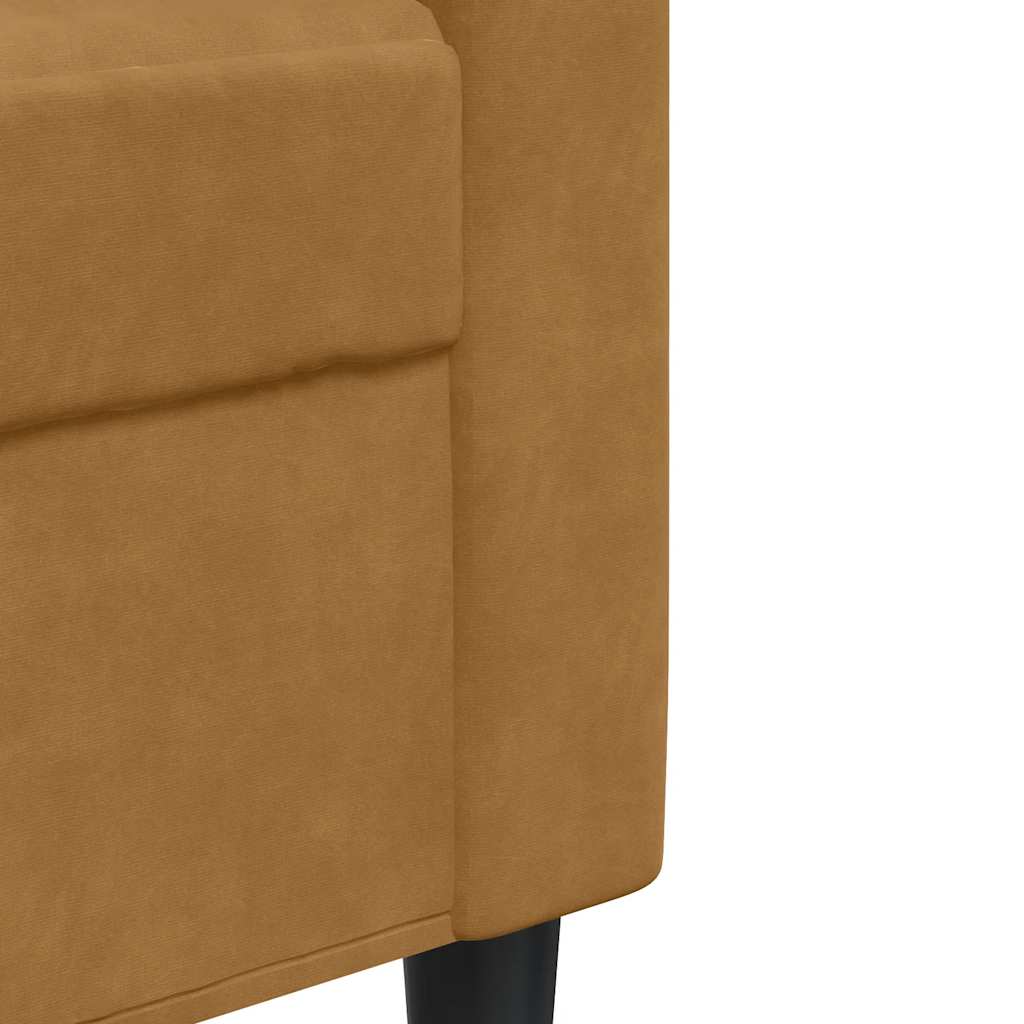 2 Piece Sofa Set with Cushions Brown Velvet