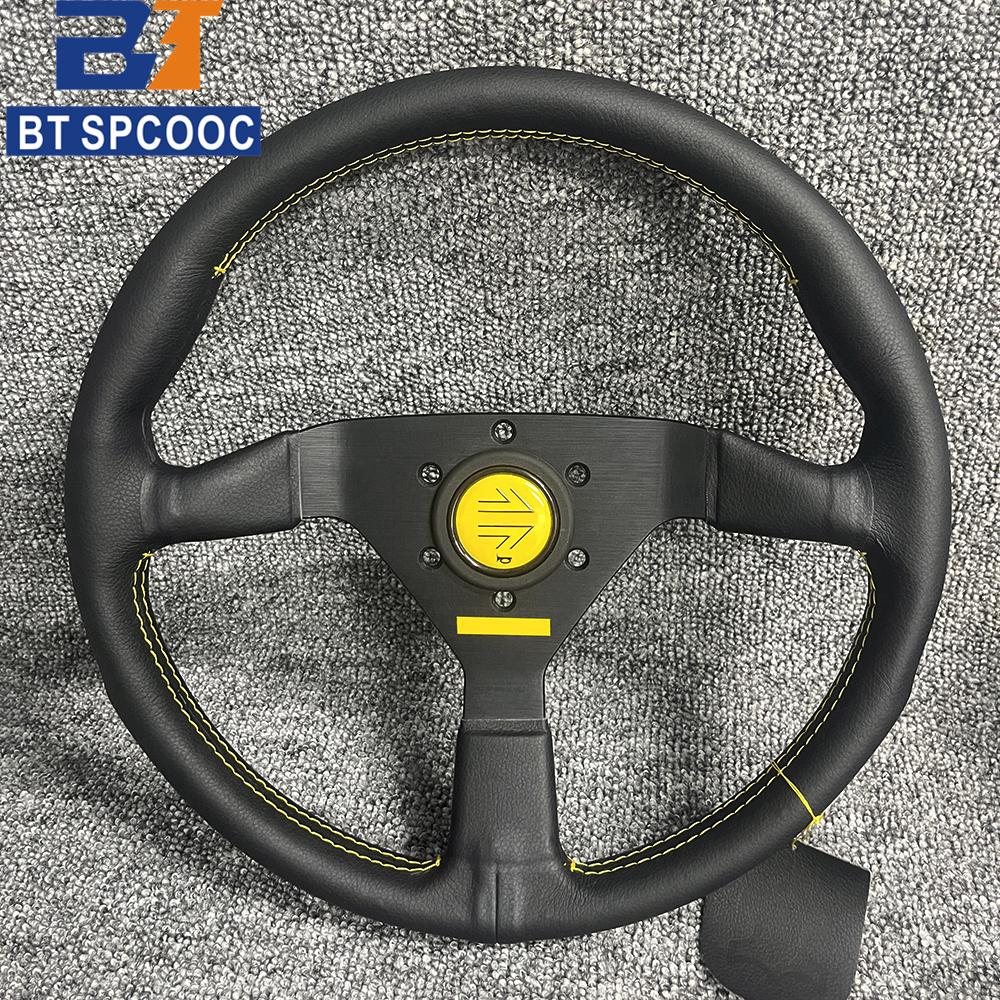 Universal V1 14inch 350mm Racing Steering Wheel Flat JDM Car Sports Real Leather Drift Steering Wheels Y