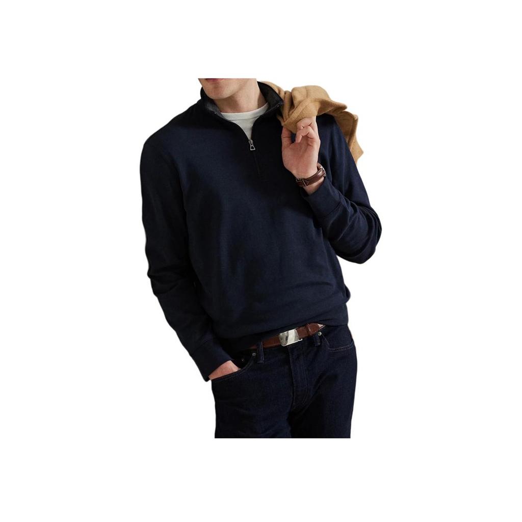 Polo Ralph Lauren Embroidered Zipper High Neck Long Sleeve Sweatshirt Men sweatshirt Navy-Blue 710903647-005
