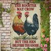 Vintage Metal Tin Wall Sign Rooster Farmhouse Kitchen Decor