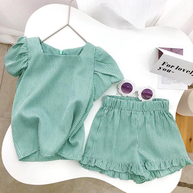 Girls Clothing Sets  Summer Kids Clothes Floral Chiffon Halter+ Embroidered Shorts Straw Children Clothing