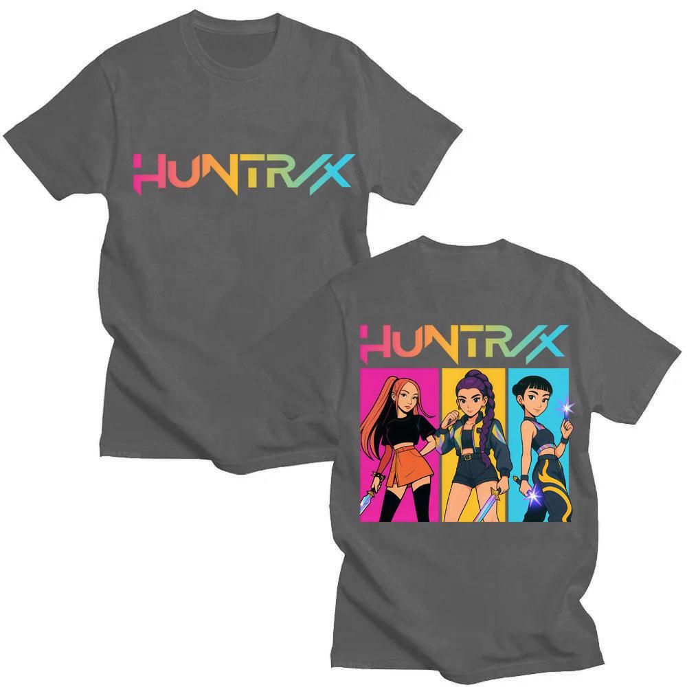 Kpop Anime Dämonenjäger Huntrix Girls Mode T-Shirts Männer Frauen Ästhetisches Manga T-Shirt Übergroß Baumwolle Lässig Street T-Shirt