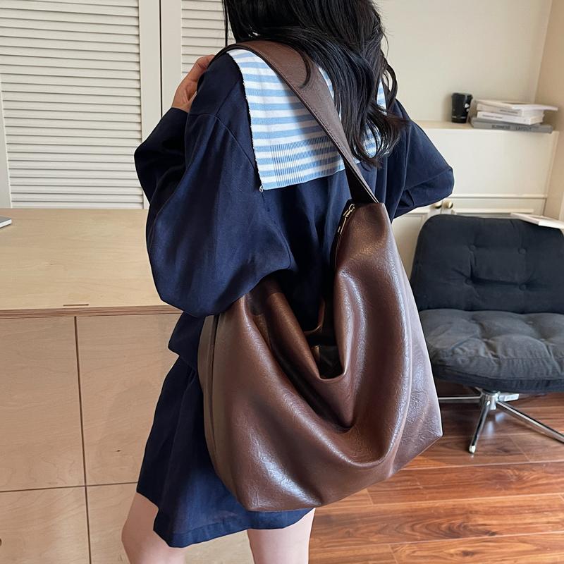 Vintage Pu Leather Shoulder Bag For Women Composite Crossbody Tote Trend Ladies Hobo Handbags Large Capacity Female Daily Bag