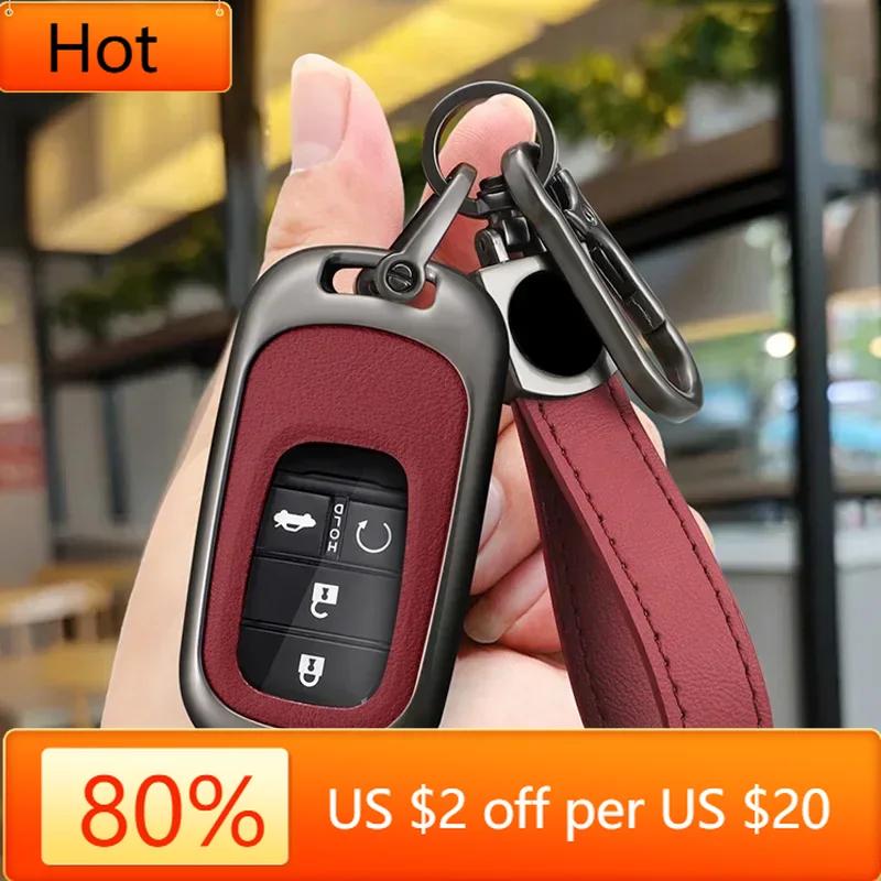 Interior Mouldings Leather Car Remote Key Case Fob Cover Protector Holder Shell For Honda Civic Accord HR-V CR-V CRV 2022 2023 K