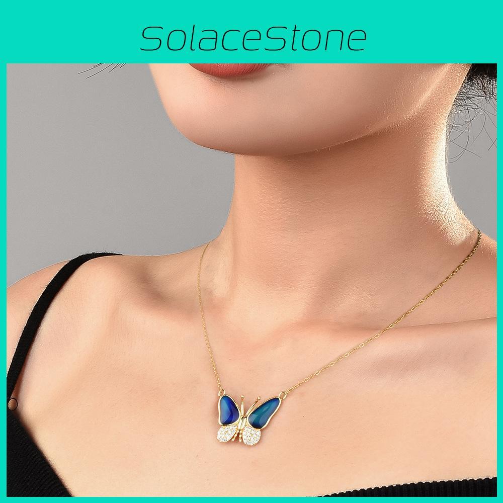 Luxurious Butterfly Design Necklace With Color Changing Technology For Elegant Women