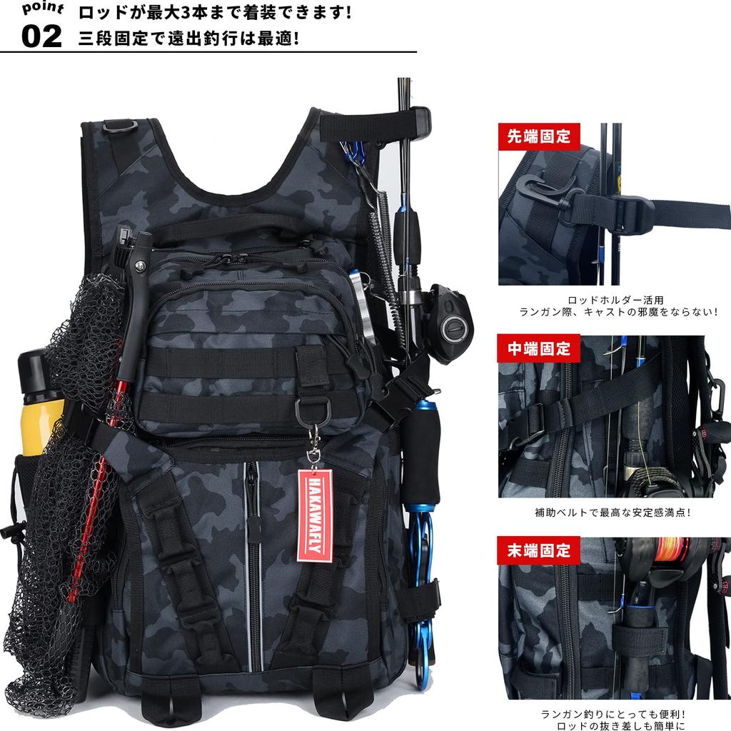 Fiskeryggsekk Fiskebag med stor kapasitet 5-veis fiskepose Vanntett redskapsveske Multifunksjonell ryggsekk Ryggsekk Vannavvisende [HAKAWAFLY] (Blå