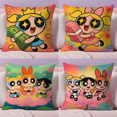 Desenhos Animados T-As Meninas Superpoderosas Fronha Fronha Tecido Ultra Macio Amigo da Pele Conforto Tipo Nuvem & Zíper Oculto