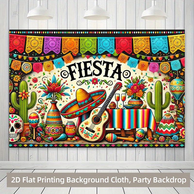 1 piece of 2D Flat Banner, a colorful polyester background banner for the Mexican cultural festival
