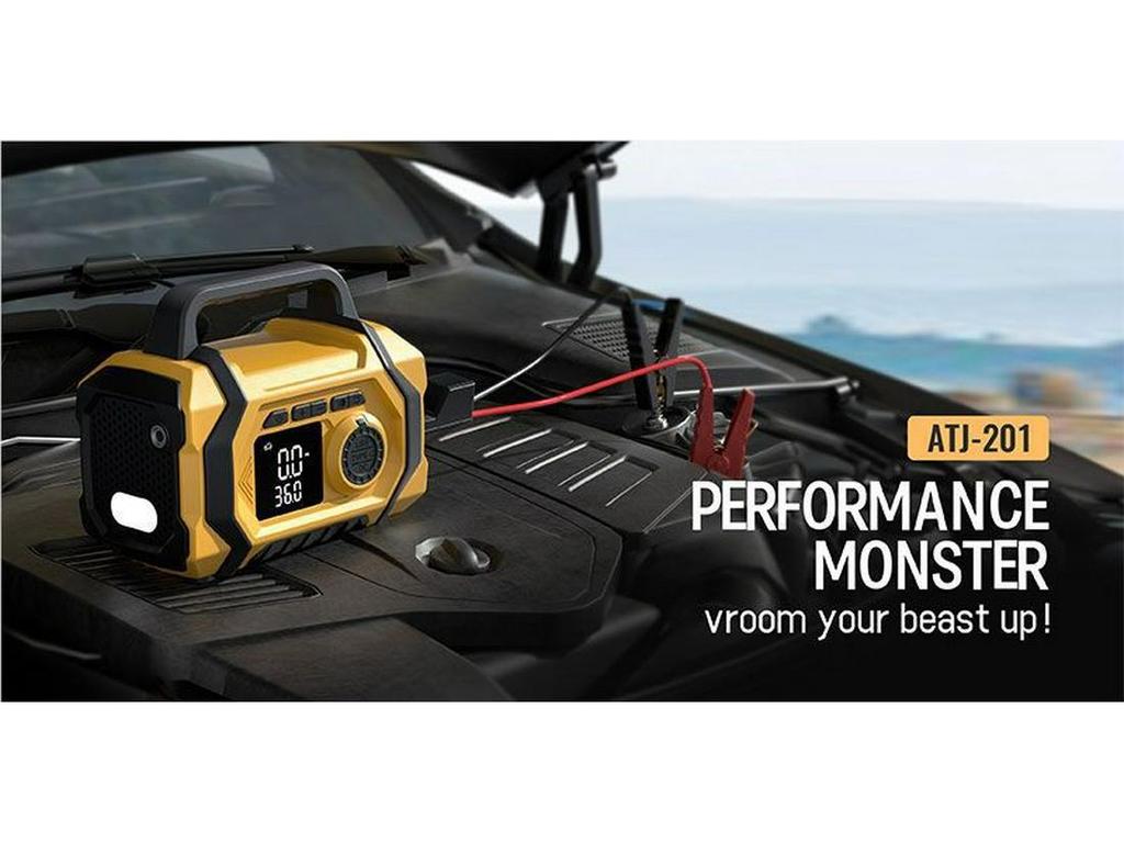 Car Emergency Power Supply & Air Pump with Tire Pressure Gauge – All-in-One Large Capacity Vehicle Starter