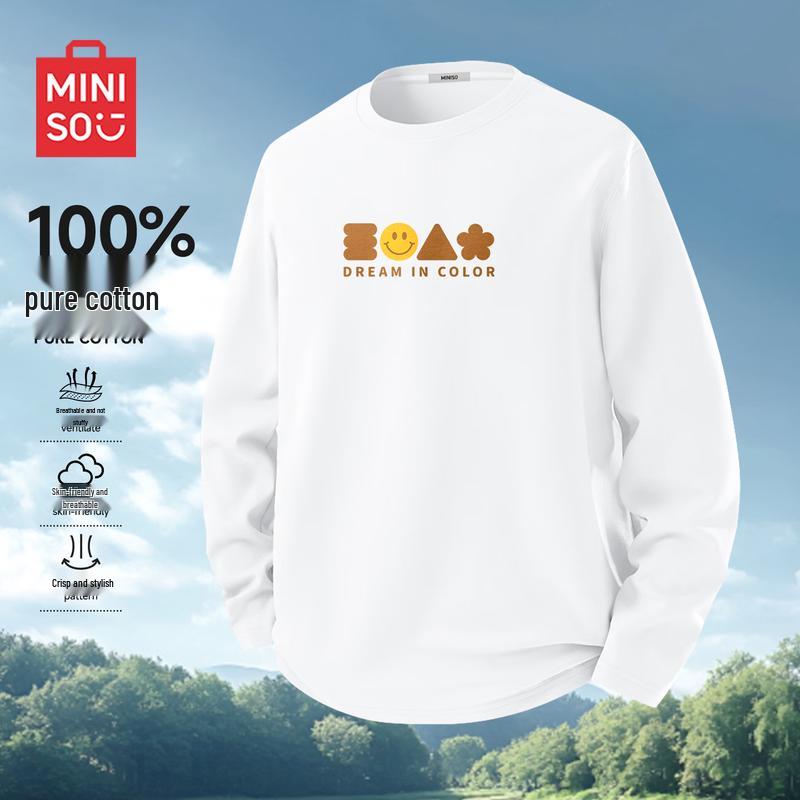 MINISO Men s Japanese-Style Long Sleeve Round Neck T-Shirt 4XL