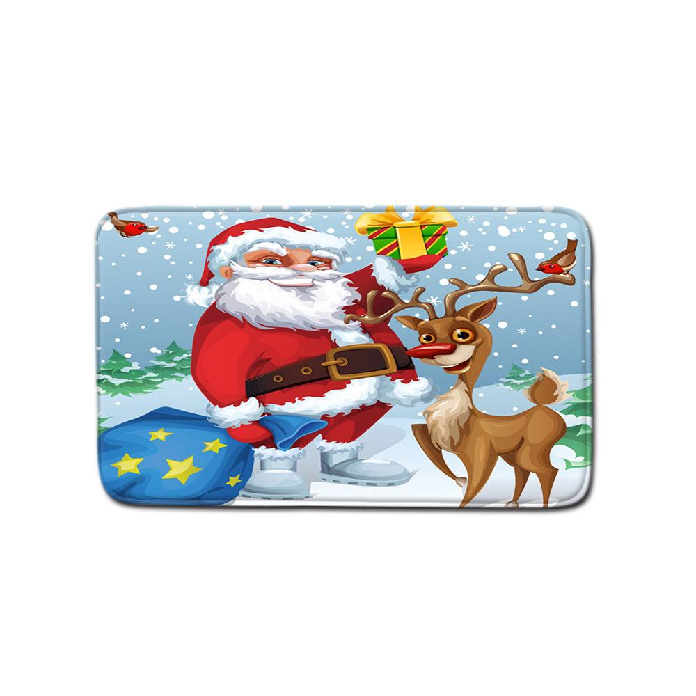 Christmas Waterproof Shower Curtain Four-Piece Floor Mat Combination Set Household Door Mat Bedroom Living Room Carpet