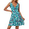 Women's Dress V-neck Sleeveless Casual Floral Print Hem Pleated Dress