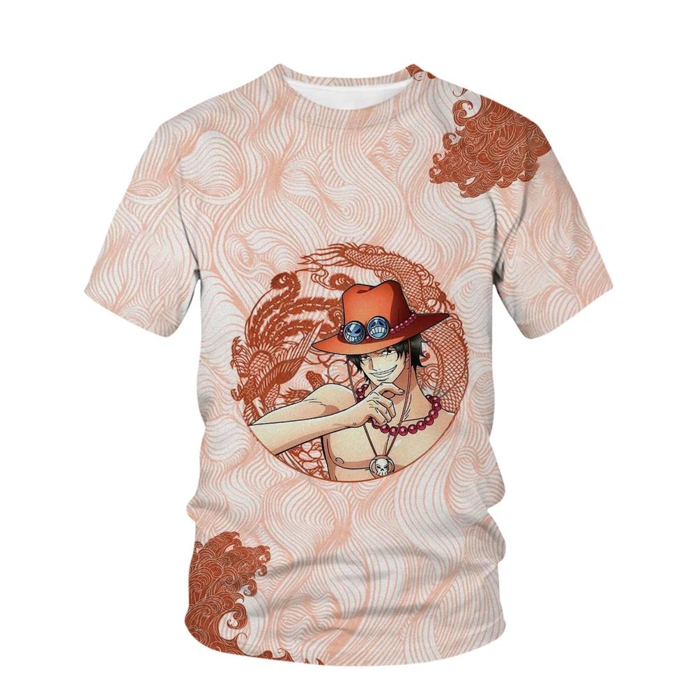One Piece Children's 3D Printed Cartoon T-Shirt O-Neck Short Sleeve T-Shirt Luffy 3D Sportswear Top Women Men