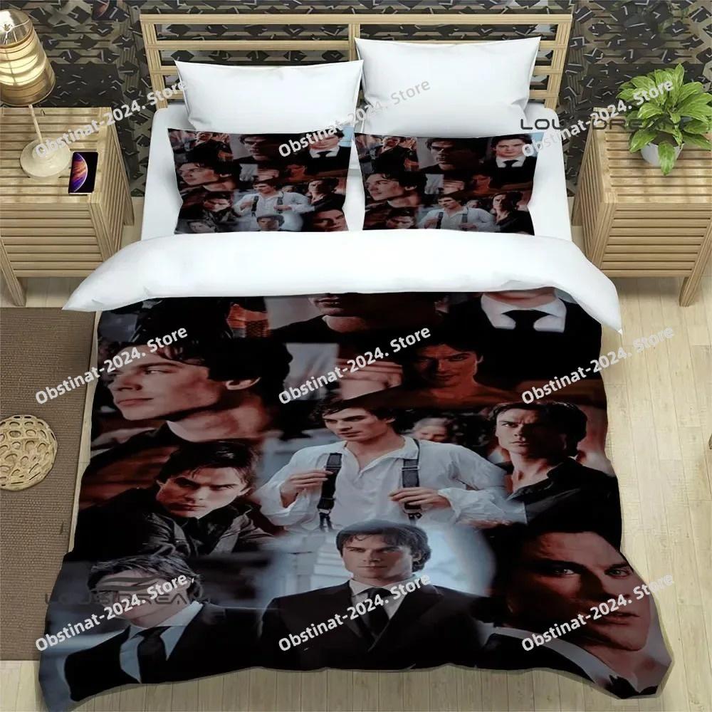 The Vampire Diaries Damon Salvatore Bettwäsche-Sets exquisites Bettwaren-Set Bettbezug Bettdecke-Set Bettwäsche Zimmerdekoration