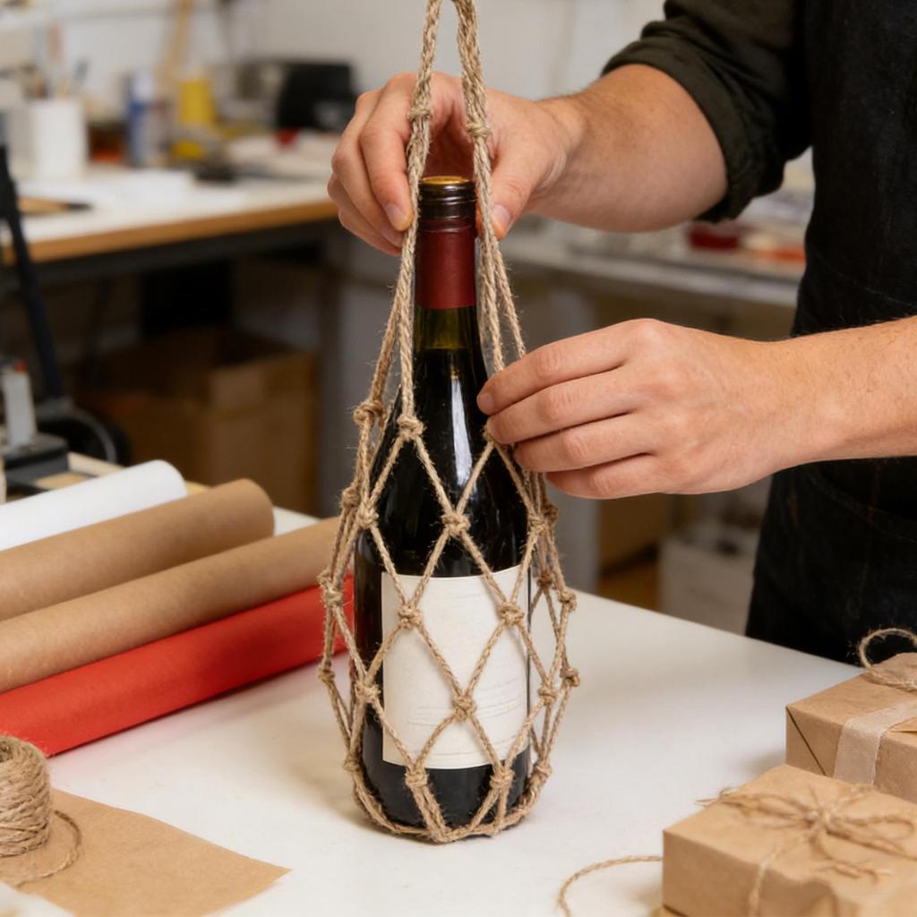 Wine Bottle Mesh Bag Portable Jute Rope Tote Bag Wine Jar Net for Home Bar Restaurant Camping Outdoor BBQ Picnic Travel Hiking