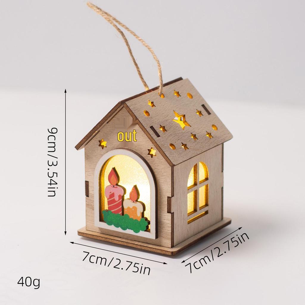 Christmas Luminous Wooden Cabin Ornament - Small House Tree Decoration