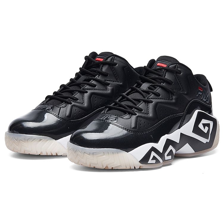Fila MB1 PU Esportivos Confortáveis Absorção de Choque Resistente ao Desgaste Respiráveis Cano Baixo Retro Tênis de Basquete Feminino Preto F12W041201FII