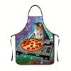 1pc 1pcs Cute Cat & Food Print Apron - Unisex & Chef Apron with Cat & Patterns, Durable Washable Suitable for Kitchen,,, Gardeni