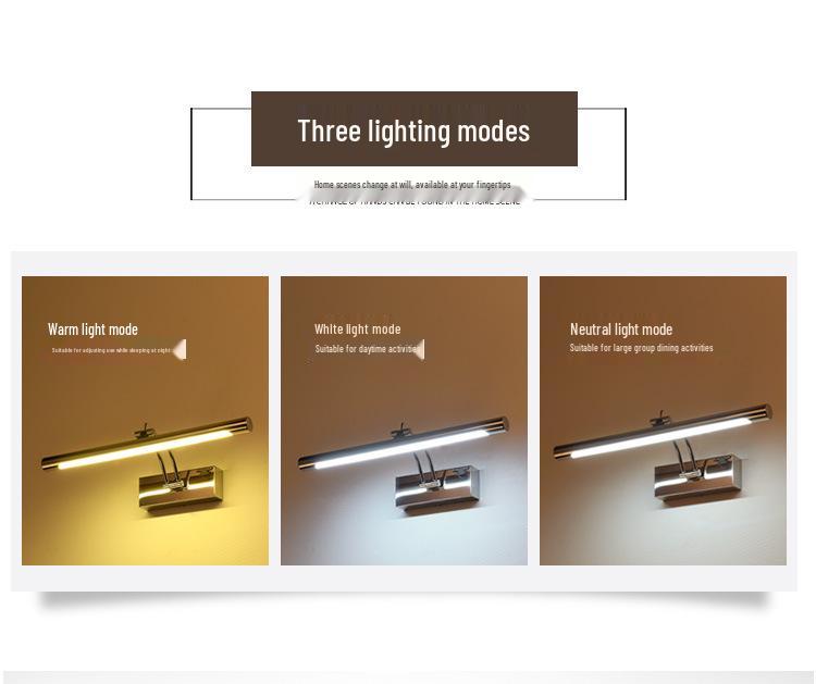 Minimalist LED Anti-fog Vanity Light for Bathroom & Makeup Mirror, Drill-free Installation