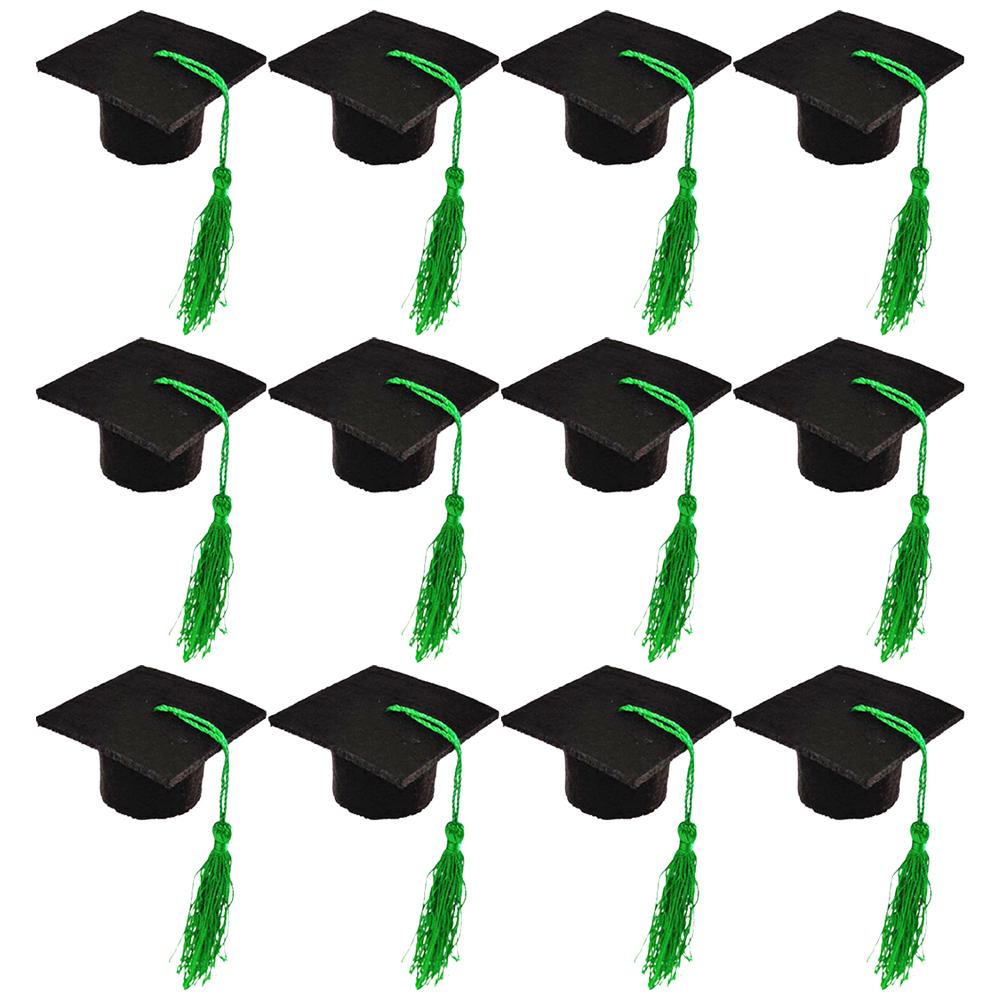 12pcs Mini Graduation Cap Bottle Toppers Caps Beverage Covers Party Hats Tassel Doctor Hat Decorations