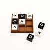Handmade Tic Tac Toe Game MDF Tray Resin Pieces - Black & White