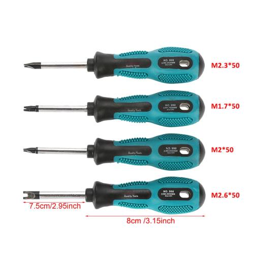 Qiilu 4-Piece Screwdriver Set, U-Shaped Jack Driver with Magnetic Screwdriver, CRV 998A, Fits M1.7, M2.0, M2.3, and M2.6