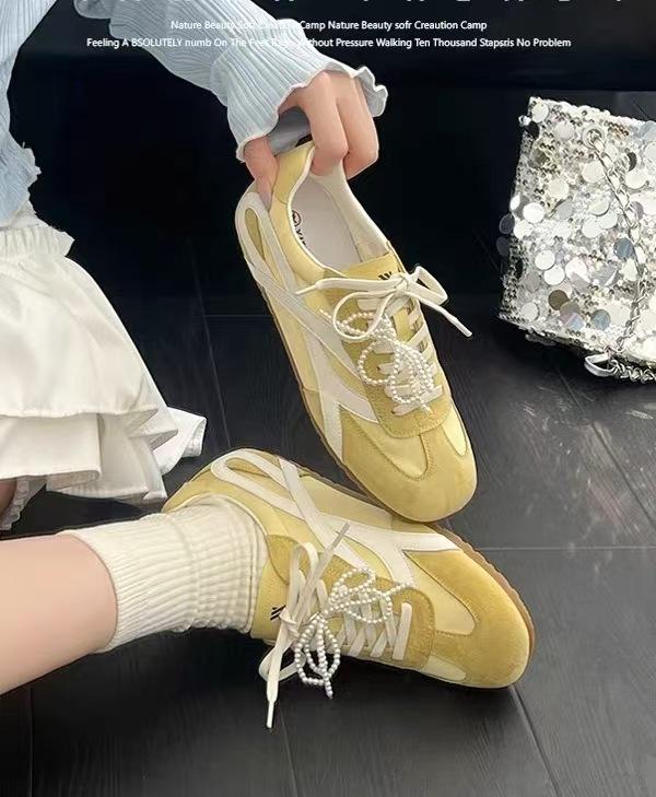 Fashion String Bead Vintage Casual Sports Shoes for Women Leather Hiking Sneakers Women's Platform Walking Athletic Shoe Unisex Loafers