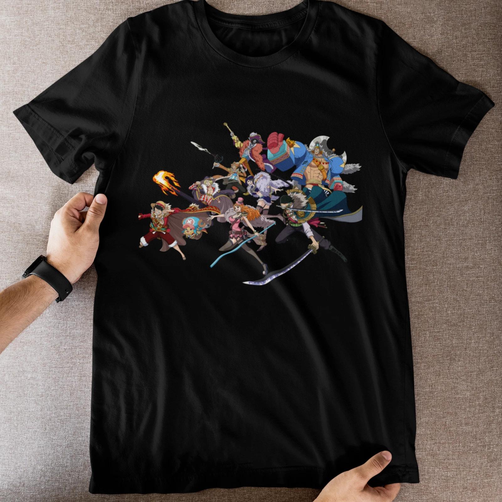 Anime Pirate Crew Battle Graphic T-Shirt Adventure Manga Fighting Tee L