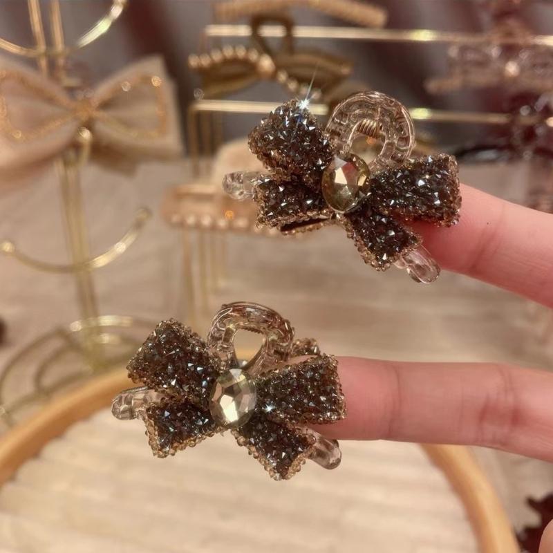 2PCS Rhinestones Bowknot Hair Clip for Women Girl Special Event and Casual Wear Enhancing Outfit Hair Styling Hair Claw