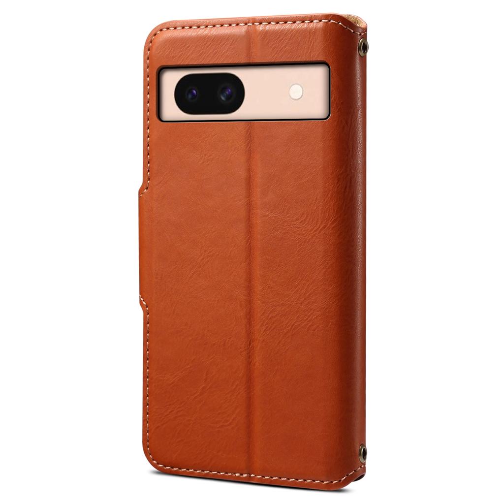 DENIOR For Google Pixel 8a Protective Case Cowhide Texture Leather Phone Cover