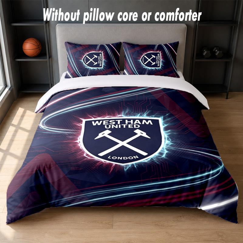 Set Biancheria da Letto West Ham United Football Design 1 Copripiumino + 2 Federe Morbido Traspirante Biancheria da Letto per la Casa