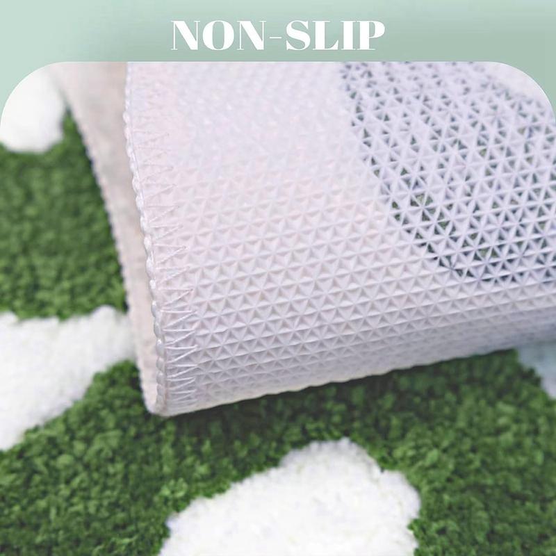 Irregular Letter Green Floor Mats, Soft And Anti-Slip Faux Cashmere Area Carpets, Bedroom Chair Gift Floor Mats, Home Decoration