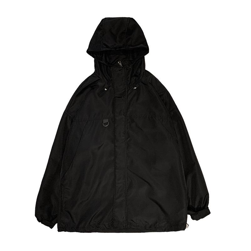 Men's Retro Baseball Jacket: Hooded, Loose-Fit, Casual, Solid Color for Spring/Autumn