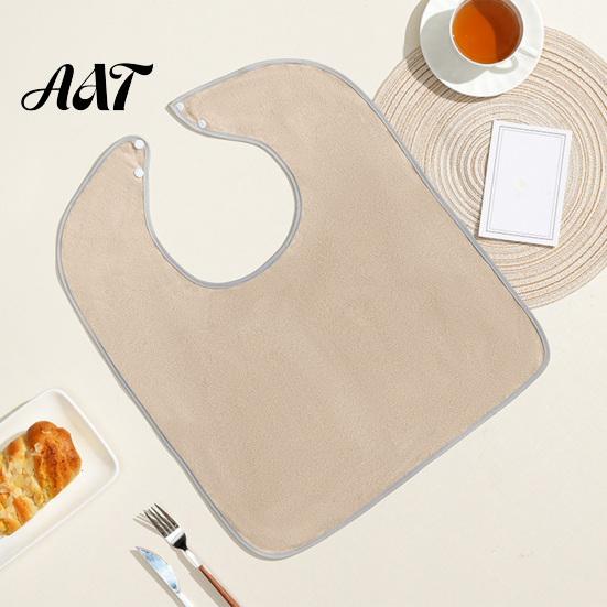 Easy Clean Eating Bibs Adult Large Bib, Solid Color Waterproof Clothing Protector, with Deep Crumb Anti-stain Nursing Home Catcher Design, Adjustable